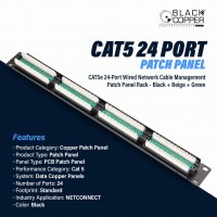 Black Copper Cat 5 24 Port Patch Panel